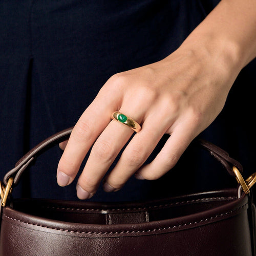 Bague 56 Bague jonc en or jaune et émeraude 58 Facettes GU284