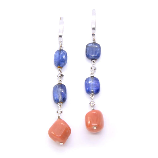 Pair of tanzanite and coral earrings 58 Facettes 26