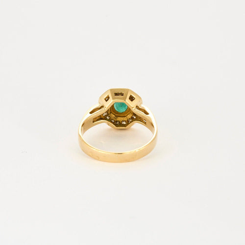 Bague 49.5 Bague vintage en or jaune 18K, diamants et émeraude. 58 Facettes