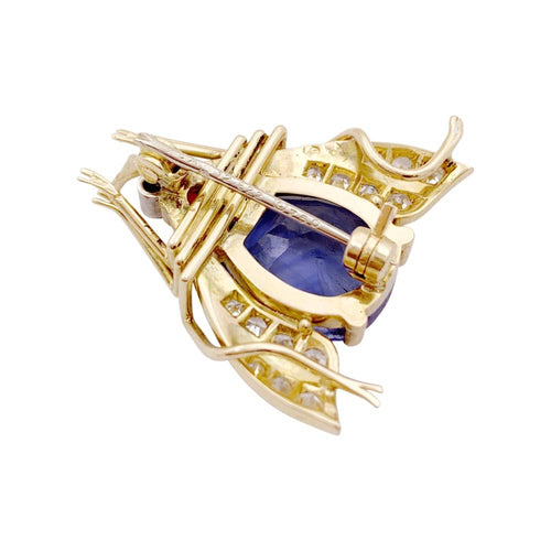 Broche Broche Van Cleef & Arpels, « Abeille », platine, or jaune, saphir, rubis et diamants. 58 Facettes 34982