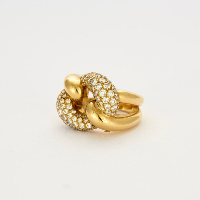 Bague 54 Bague maillon de chaine en or jaune et diamants 58 Facettes