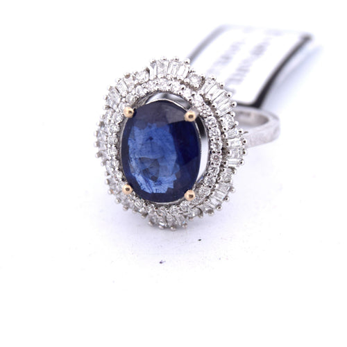 Bague 53 Bague en or avec saphir et diamant 58 Facettes