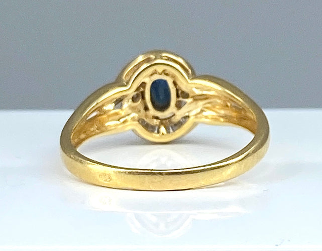 Bague 57 Bague en or jaune saphir et diamants 58 Facettes AB337