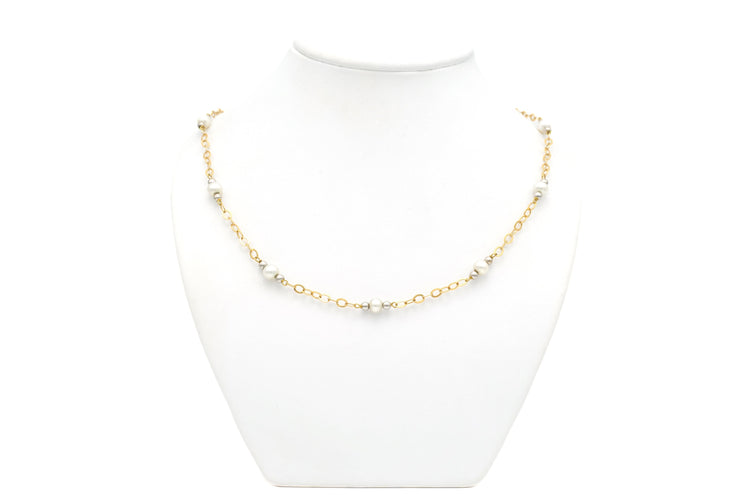 Collier Collier contemporain en or jaune et blanc 18 carats et perles 58 Facettes B676