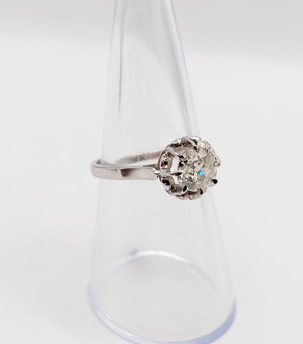 Bague 52.5 Bague solitaire Art déco en platine et diamant taille ancienne 0,80 carat 58 Facettes A06282