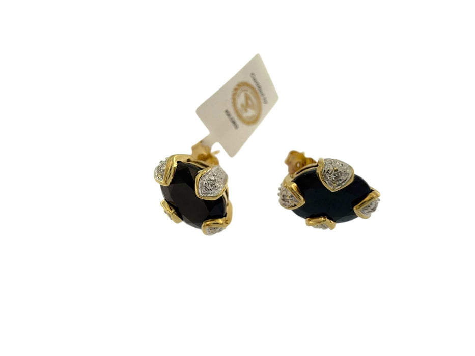 Clous d'oreilles or certifiés IGI avec saphirs et diamants