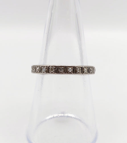 Bague 54 Alliance américaine art deco Palladium et diamants 58 Facettes A06021