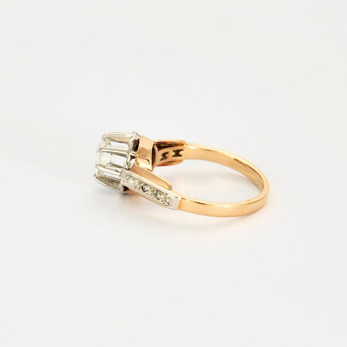 Bague 48 Solitaire or deux tons et diamants 58 Facettes GU128