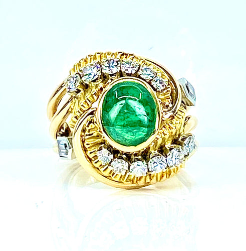 Bague 51.5 Bague en or jaune et platine, émeraude et diamants 58 Facettes AB539