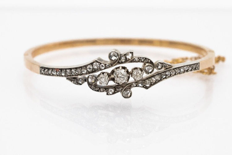 Bracelet Bracelet ancien en or jaune avec diamants de 1,60 carat, France, début du XXe siècle 58 Facettes 10274