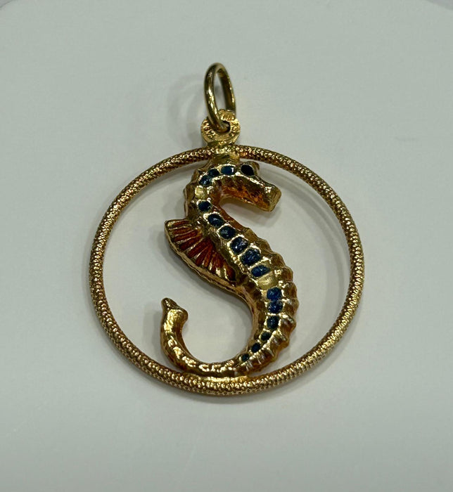 Pendentif Pendentif hippocampe or jaune et émail 58 Facettes LP162