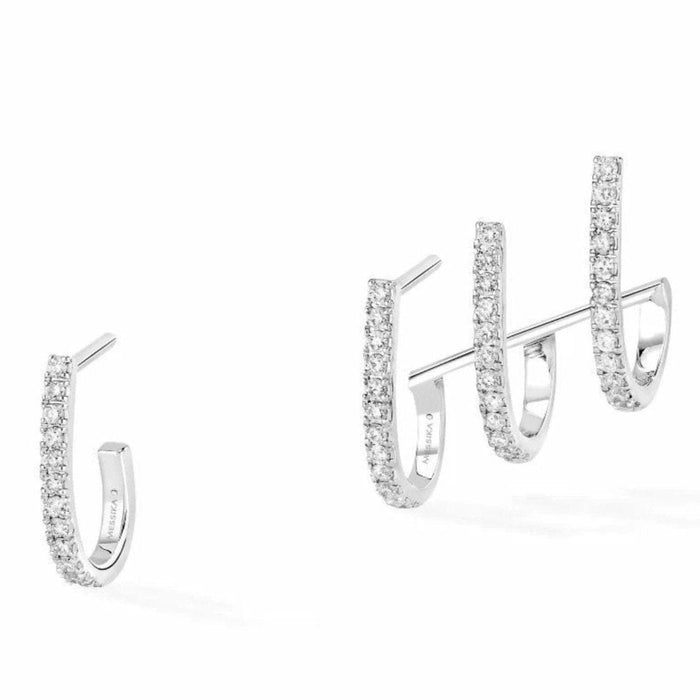 Boucles d'oreilles MESSIKA - Boucles d'oreilles multi-créoles or blanc et diamants 58 Facettes 103387