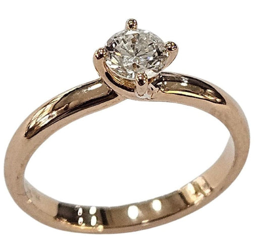 Bague 51 Bague solitaire avec diamant certifié HRD de 0,30 ct en or rose 58 Facettes E30