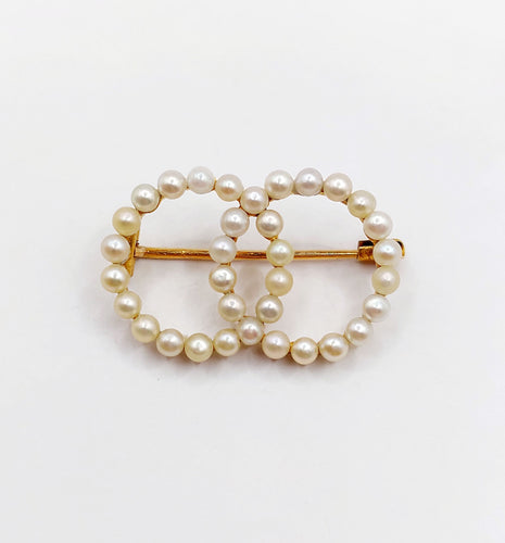 Broche Broche antique or jaune cercles infini et perles 58 Facettes A05616