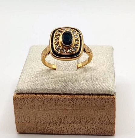 Bague 51.5 Bague Vintage style Art Déco or jaune, saphirs et diamants 58 Facettes