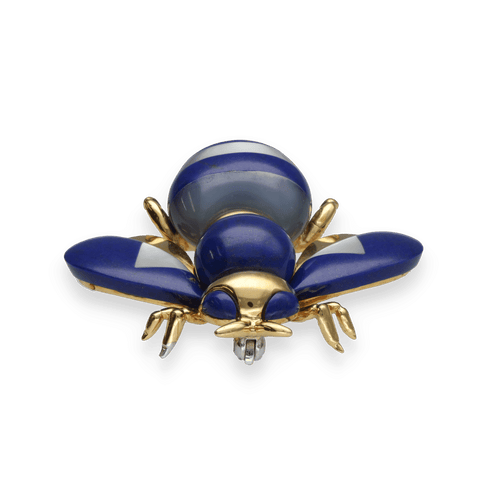 Broche Broche Abeille – Or Jaune 18k – Lapis-Lazuli et Nacre – Vers 1980 58 Facettes FB10877