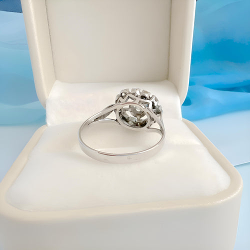 Bague ancienne diamants or gris 18K et platine 950/1000 58 Facettes 1750