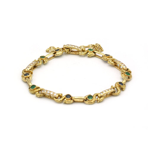 Bracelet Bracelet - Or, diamants, saphirs et émeraudes 58 Facettes 250181R