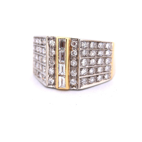 Bague 55 Bague en or jaune et blanc avec diamants 58 Facettes