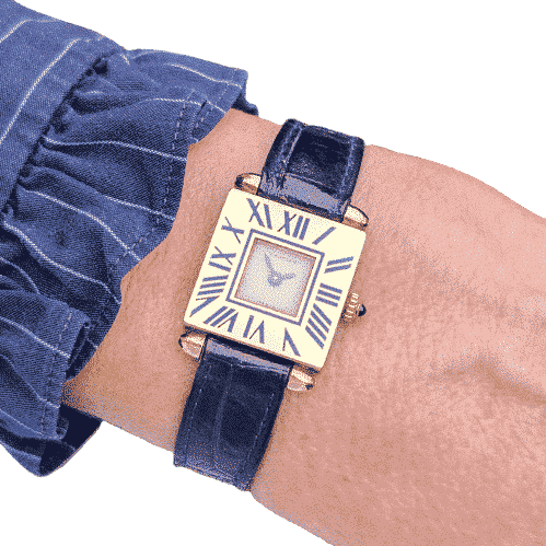 Montre Rare! - CARTIER - Quadrant Blue Enamel watch 58 Facettes