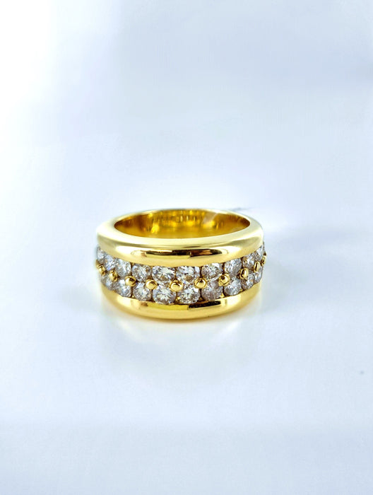 Bague 53 Bague double rangée de diamants en or jaune 58 Facettes