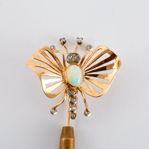 Broche Epingle Art Nouveau Papillon Opale Diamants 58 Facettes