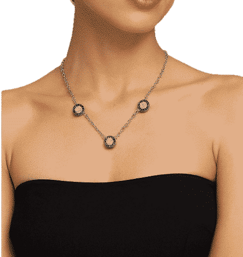 Collier Bvlgari - Collier Bvlgari Bvlgari double face pavé de diamants et onyx en or blanc 18k 58 Facettes