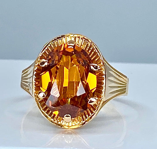 Bague 55 Bague style Art Déco or rose citrine 58 Facettes AB380