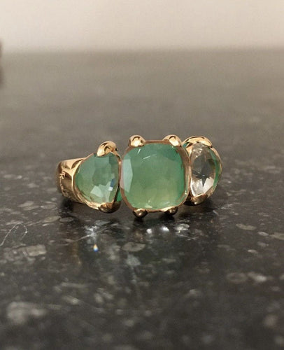 Bague 50.5 Pomellato - Bague Capri en or jaune 18k et chrysoprase 58 Facettes