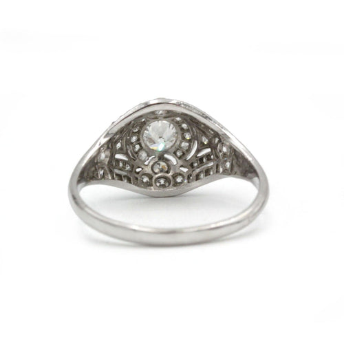 Bague 57 Bague dôme art deco or blanc 750 et diamants 58 Facettes 1320