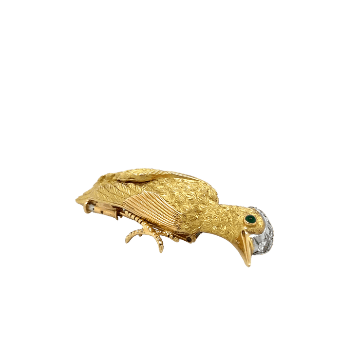 Broche Broche vintage en or jaune Oiseau - émeraude et de diamants 58 Facettes 1.0002596/2