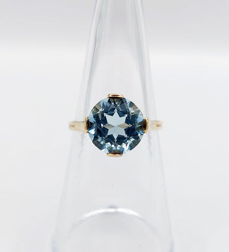 Bague 51 Bague cocktail vintage or jaune et aigue marine 58 Facettes A05744