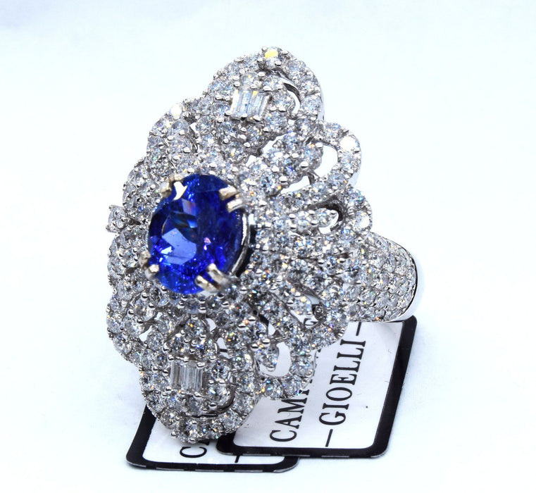 Bague en or avec tanzanite et diamants