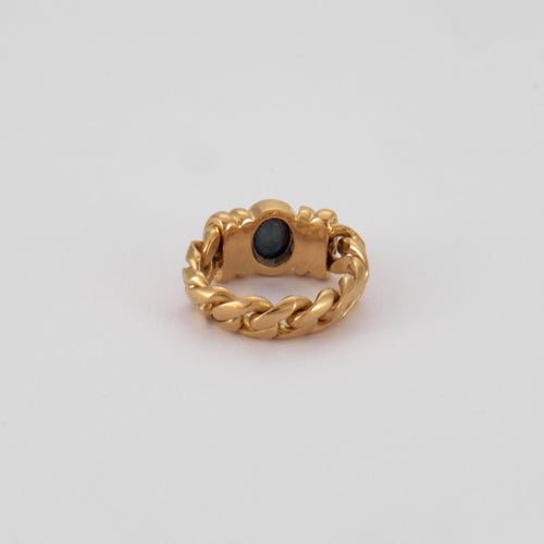 Bague 46.5 Bague chaîne en Or jaune & saphir 58 Facettes