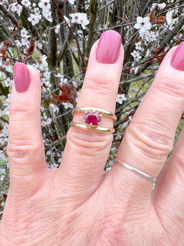 Bague 57.5 Bague Rubis en solitaire Or Jaune 18 K 58 Facettes AA 1642