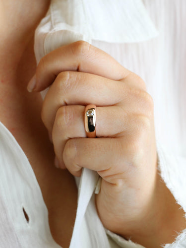 Bague 57 Bague jonc or rose diamant taille ancienne 0,55 carat 58 Facettes 1199.2