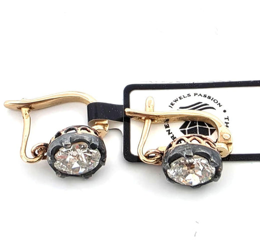 Boucles d'oreilles Boucles d'oreilles en diamant taille ancienne 1,90 ct G SI 58 Facettes