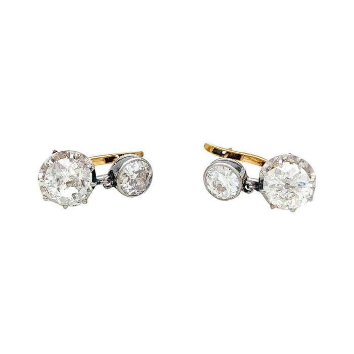 Boucles d'oreilles Paire de boucles d'oreilles dormeuses en or rose, platine et diamants taille ancienne. 58 Facettes 34380