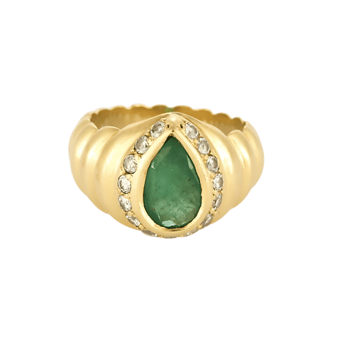 Bague 53 Bague en or jaune, émeraude et diamants 58 Facettes LIS2487X2