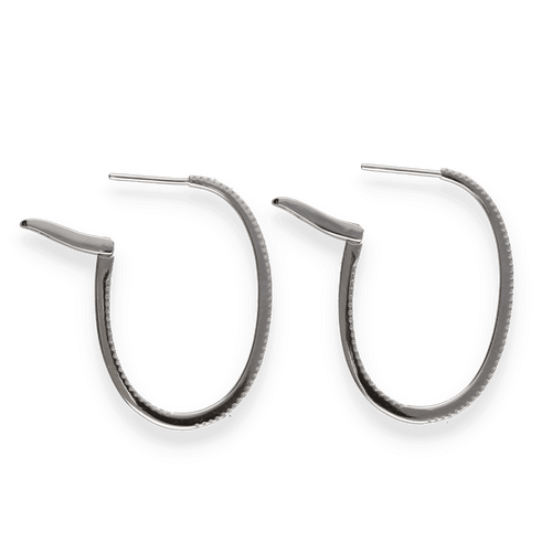 Boucles d'oreilles Boucles d'oreilles creoles en or gris 18 Cts serties de diamants - 0,29 Ct G-VS 58 Facettes FB09958