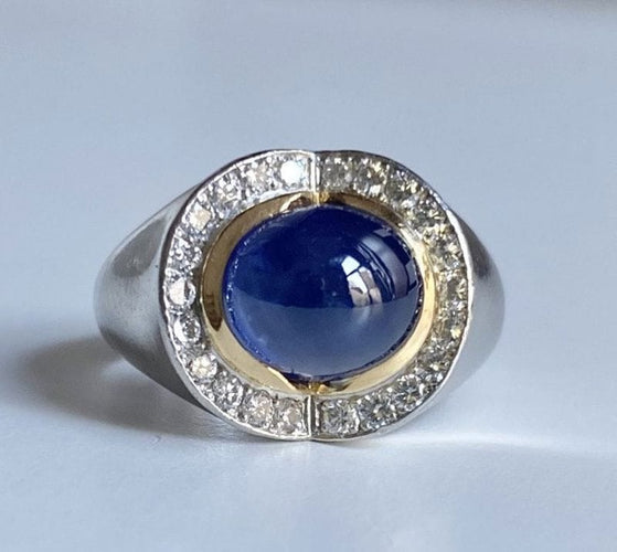 Bague 55 Bague en platine, saphir et diamants 58 Facettes