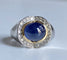 Bague 55 Bague en platine, saphir et diamants 58 Facettes