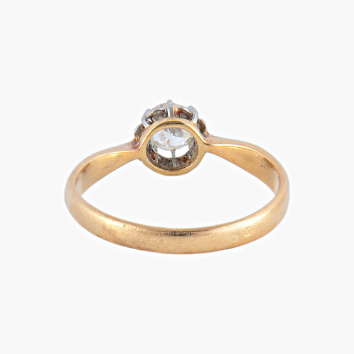 Bague 55 Bague Solitaire ancien or jaune et platine 58 Facettes 443
