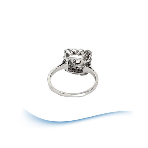 Bague Bague Vintage carrée - Diamants 0,44 carat - Or gris 18 K et platine 58 Facettes AA 1697