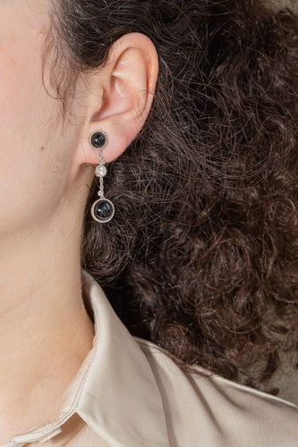 Boucles d'oreilles Susie Otero Boucles d'oreilles Pendantes  Or blanc Diamant, Onyx 58 Facettes 578248CD