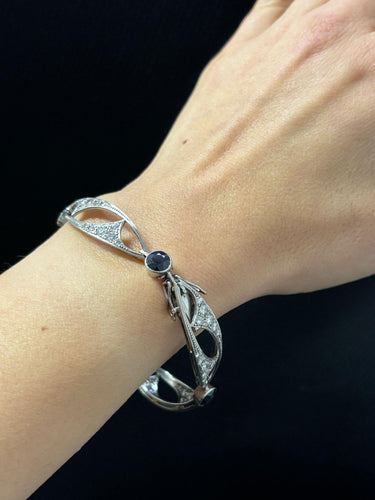 Bracelet Bracelet Art Nouveau platine, diamants et saphirs 58 Facettes