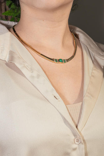 Collier Or jaune Emeraude, Diamant