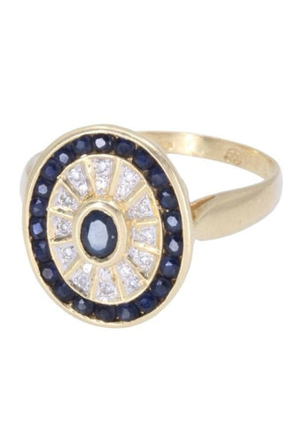 Bague 62 Bague moderne or jaune saphirs et diamants 58 Facettes 081501
