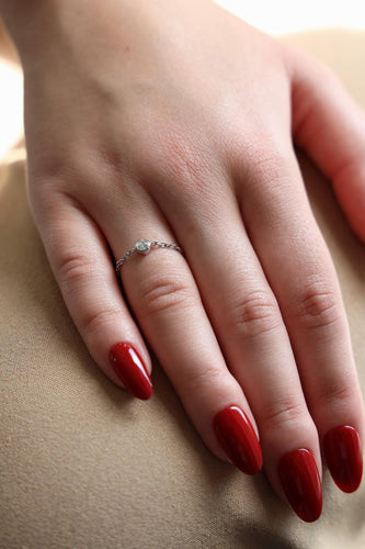 Bague 54 Bague Chaînette Or blanc Diamant 58 Facettes 578663RV