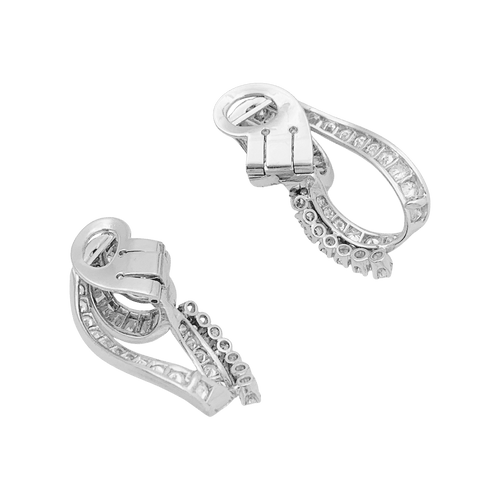 Boucles d'oreilles Boucles d'oreilles or blanc, diamants. 58 Facettes 34705